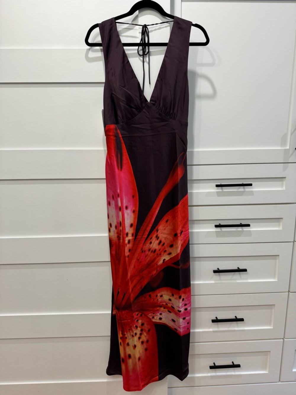 Abercrombie & Fitch Purple Maxi Dress with Red Floral Print
